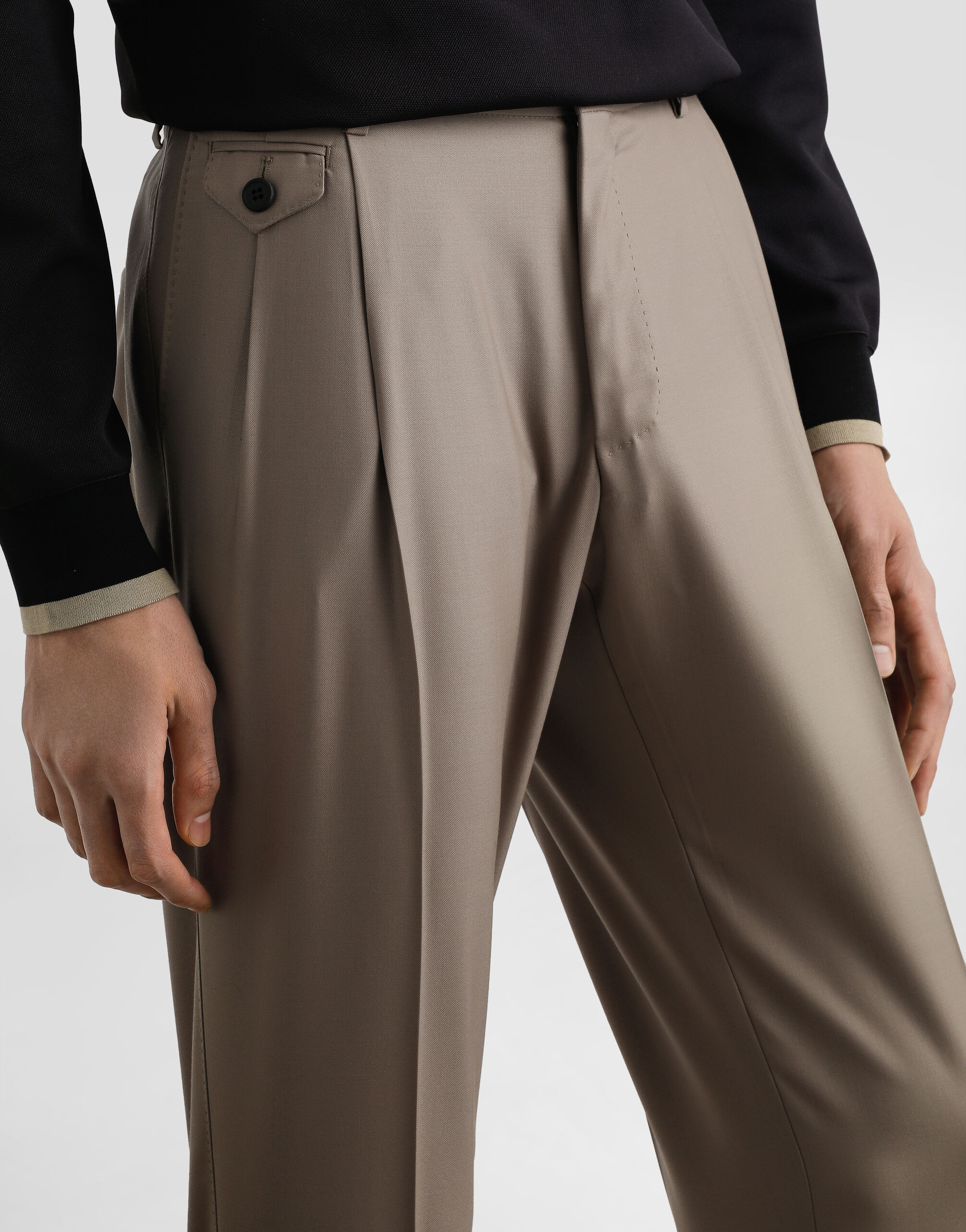 Double-fold wool canvas trousers - 4
