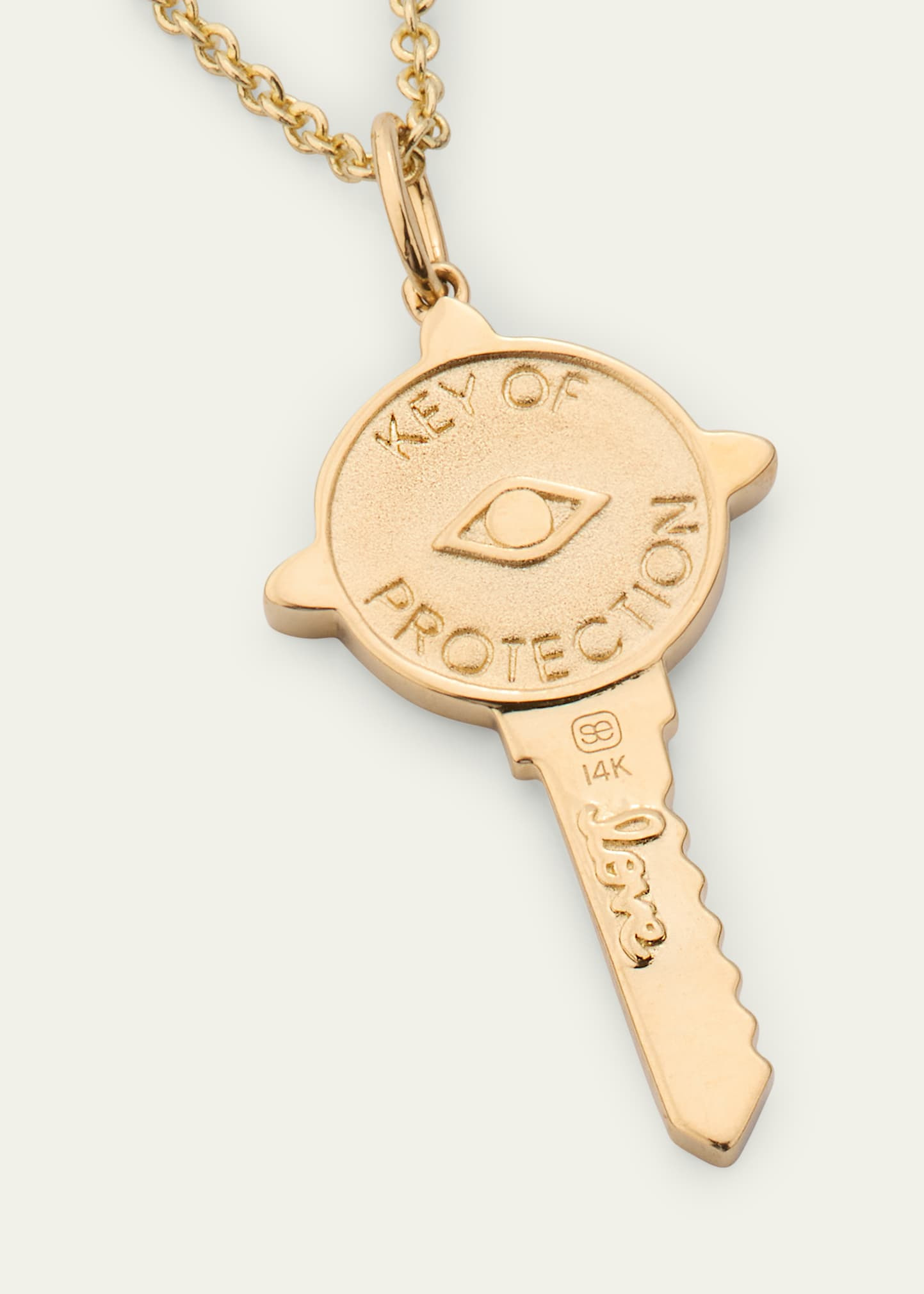 14K Yellow Gold Medium Tiffany Chain Necklace with Protection Key Charm - 5