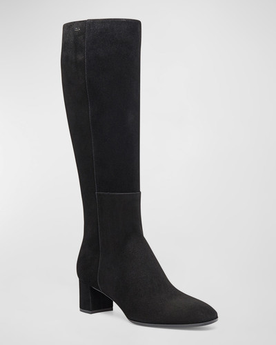 Santoni Suede Block-Heel Knee Boots outlook