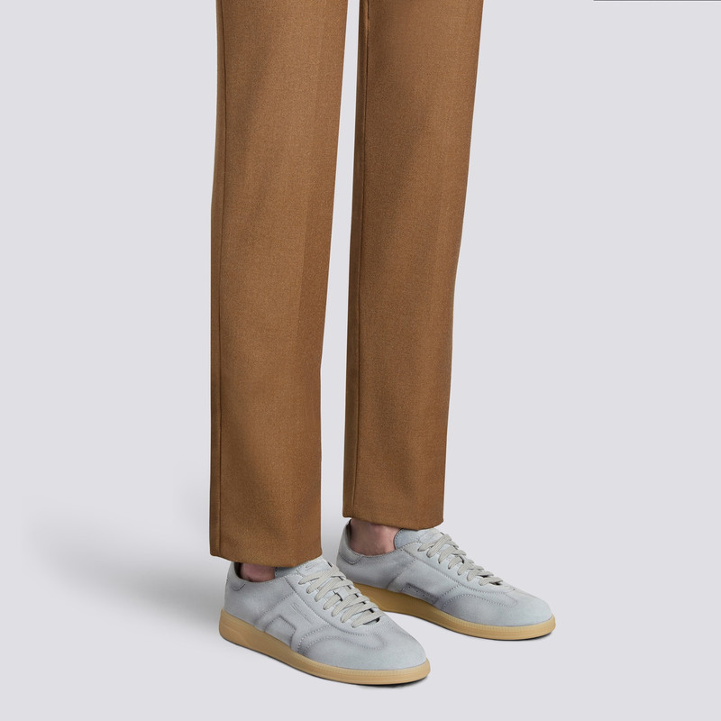 Santoni Men's light blue suede DBS Oly sneaker outlook