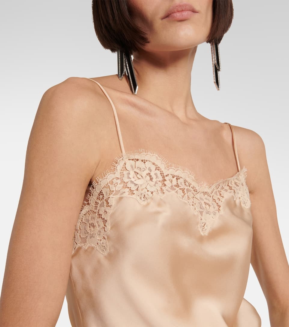 Lace-trimmed silk satin camisole - 4