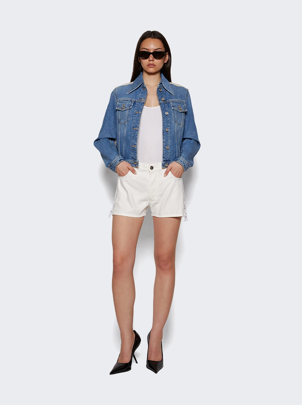 Double Laced Up Shorts White Optical - 5
