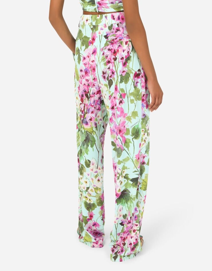 Bluebell-print charmeuse pants - 5