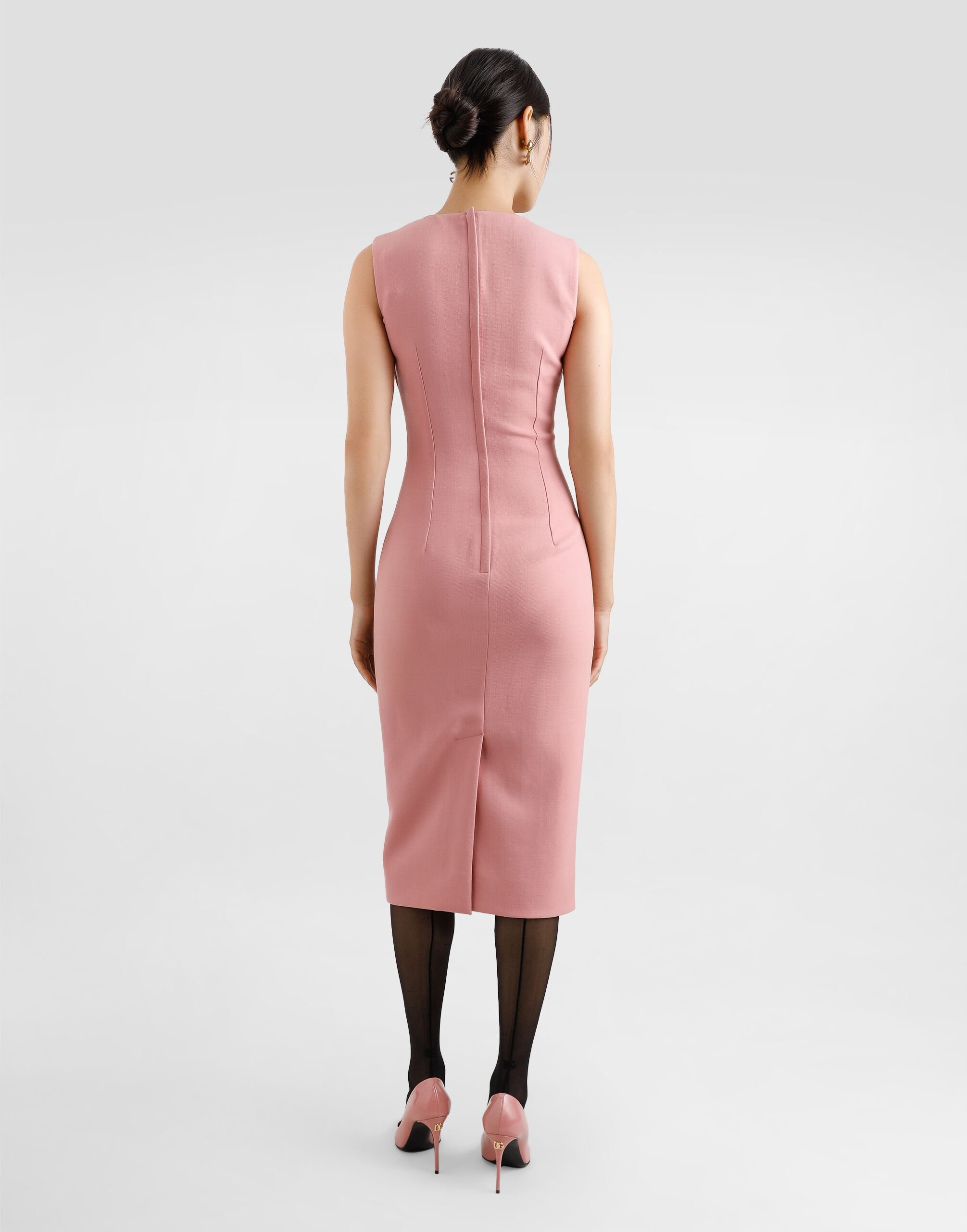 Wool crepe sheath longuette dress - 3