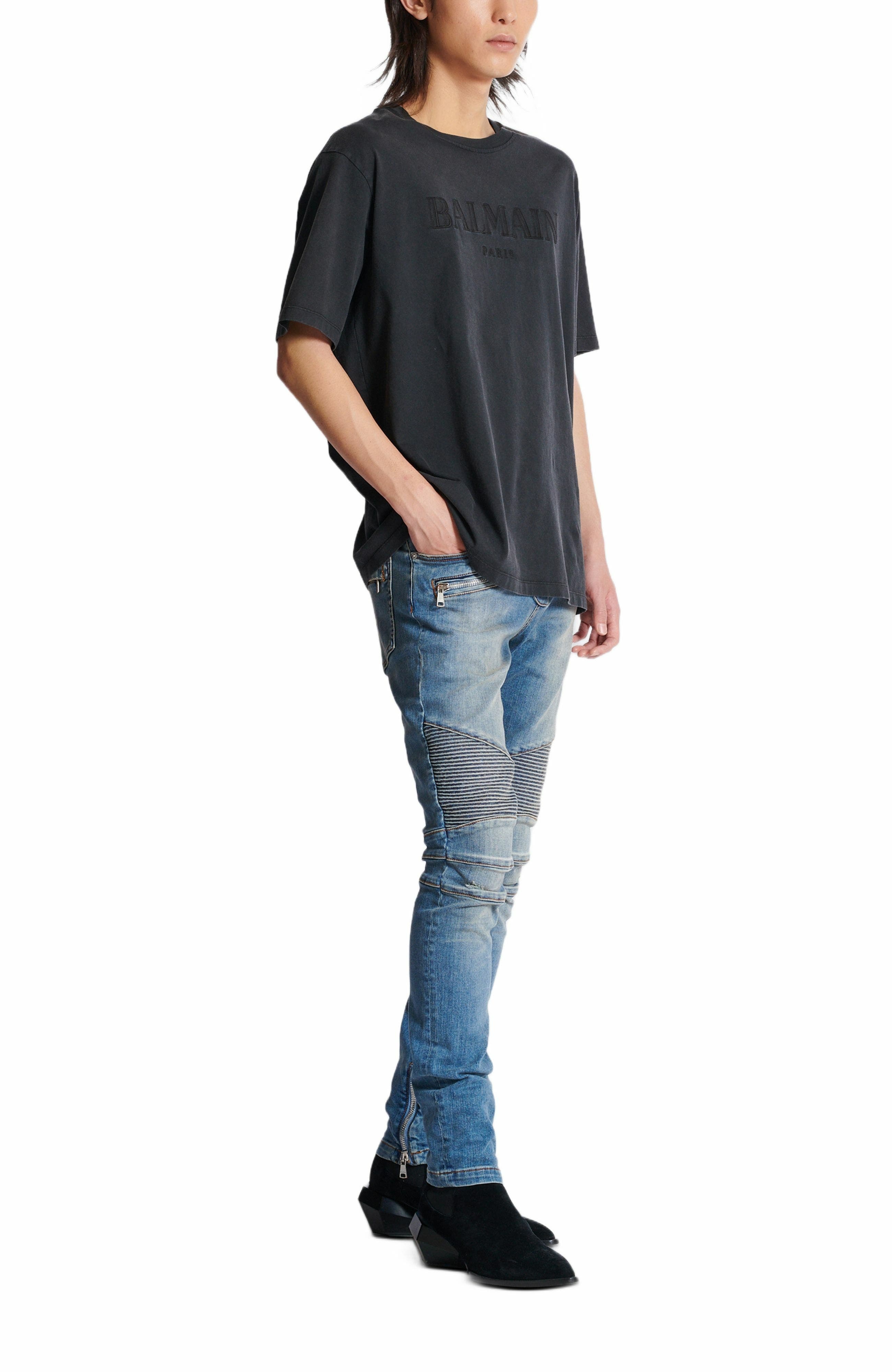 Vintage Balmain embroidered T-shirt in Grey at Nordstrom - 2
