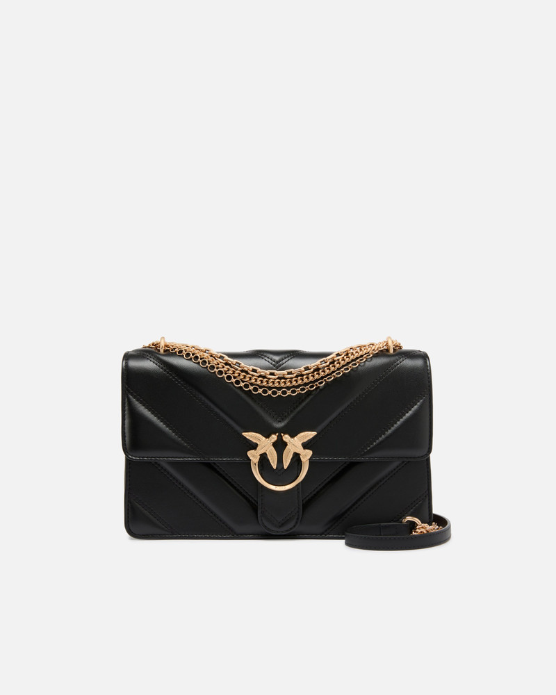 LOVE BAG ONE MEDIUM SHOULDER BAG IN CHEVRON LEATHER AND NAPPA WITH TRIPLE CHAIN 1