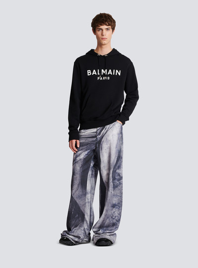 Balmain Cotton printed Balmain logo hoodie outlook