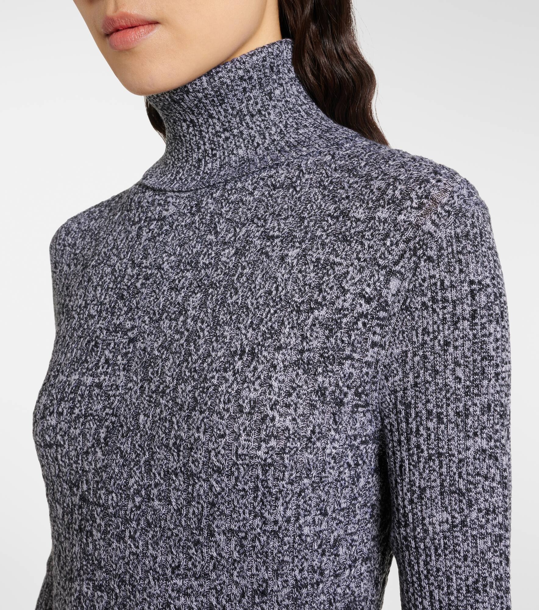 Ribbed-knit turtleneck wool and silk dress - 4