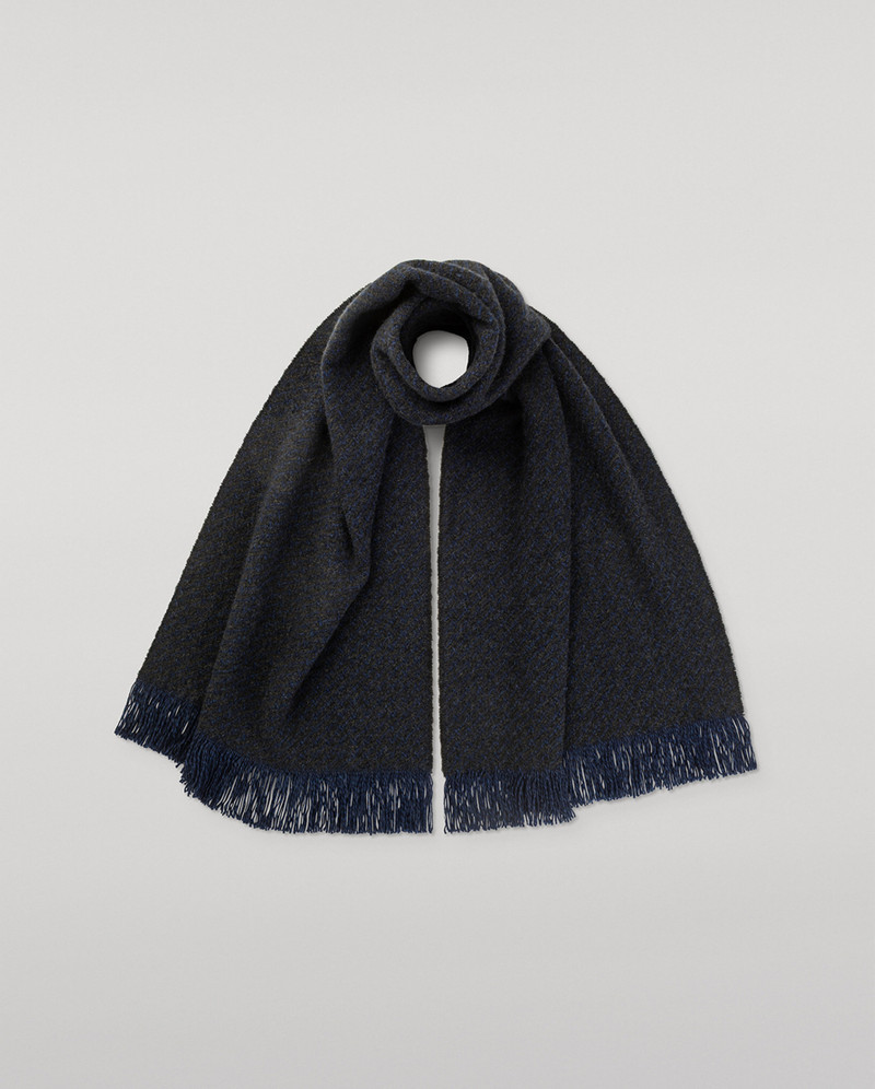 Yarrow Navy & Charcoal Cashmere Scarf 1