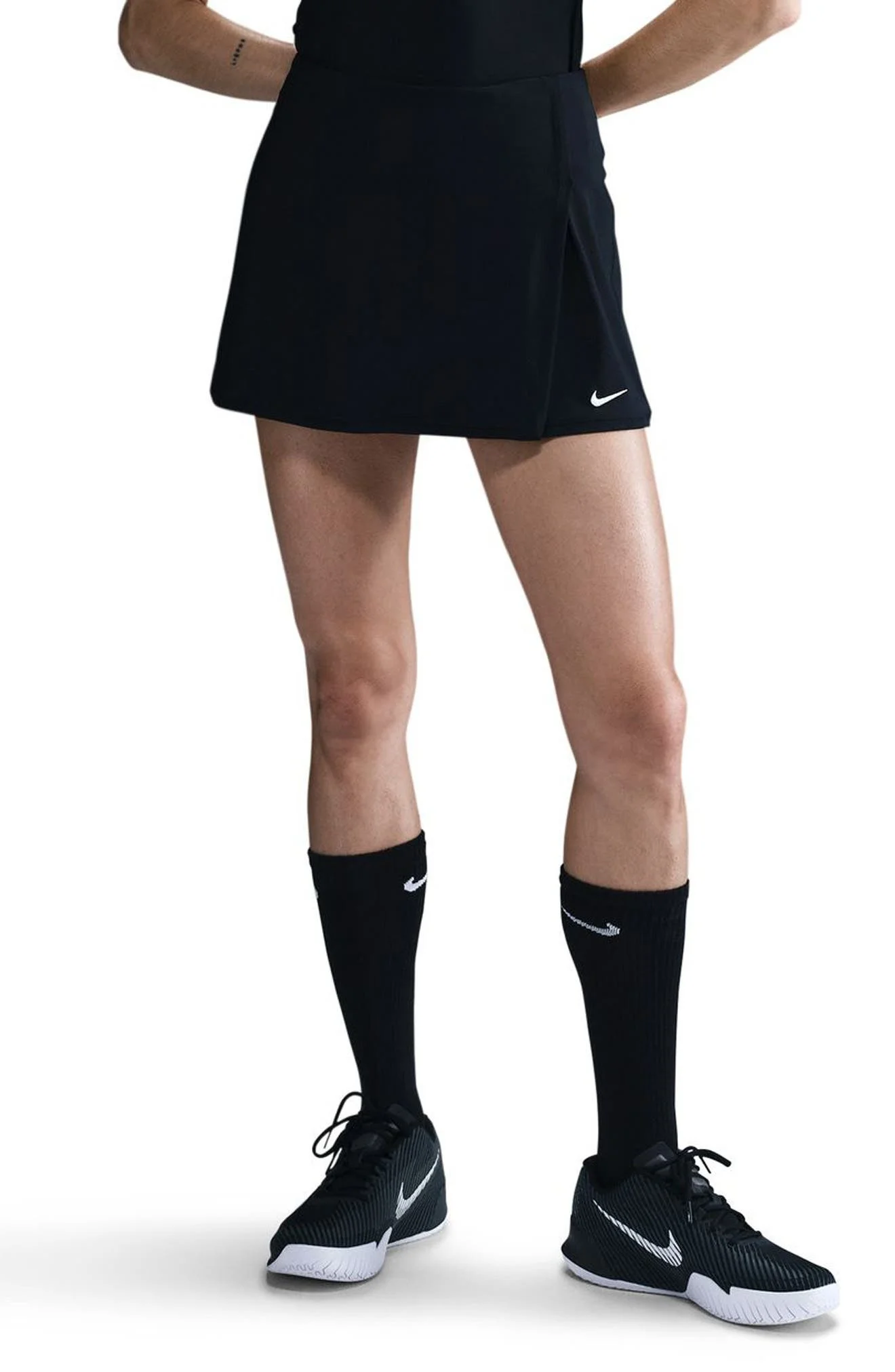 Nike Victory Dri-FIT Straight Tennis Skort in 010 010 Black/white at Nordstrom - 1