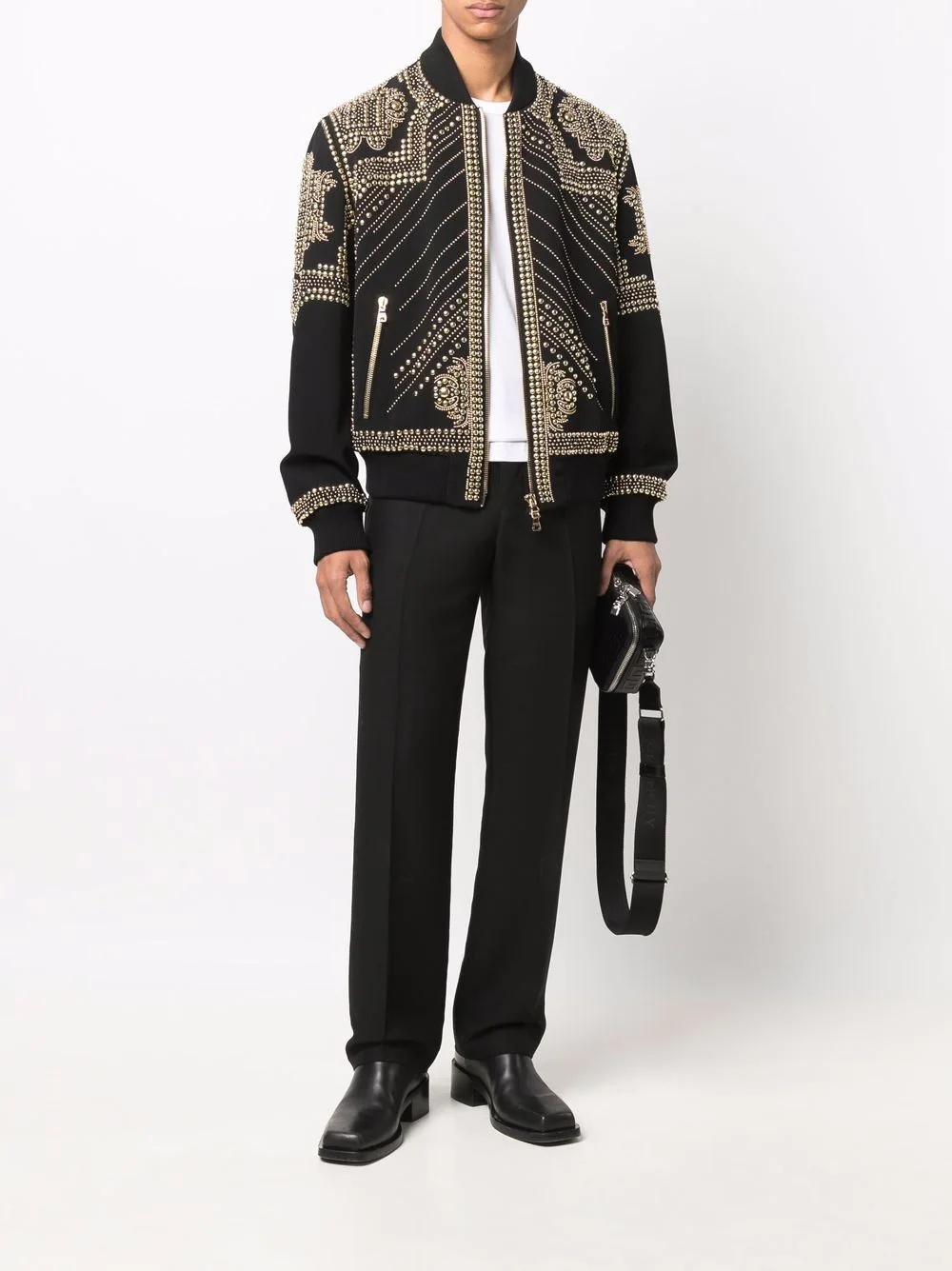 embroidered-stud bomber jacket - 2