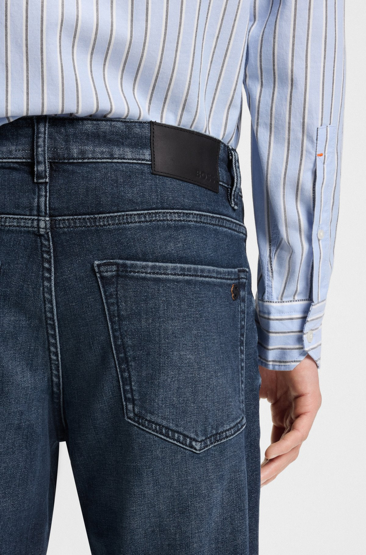 TAPERED-FIT JEANS IN BLUE COMFORT-STRETCH DENIM - 5