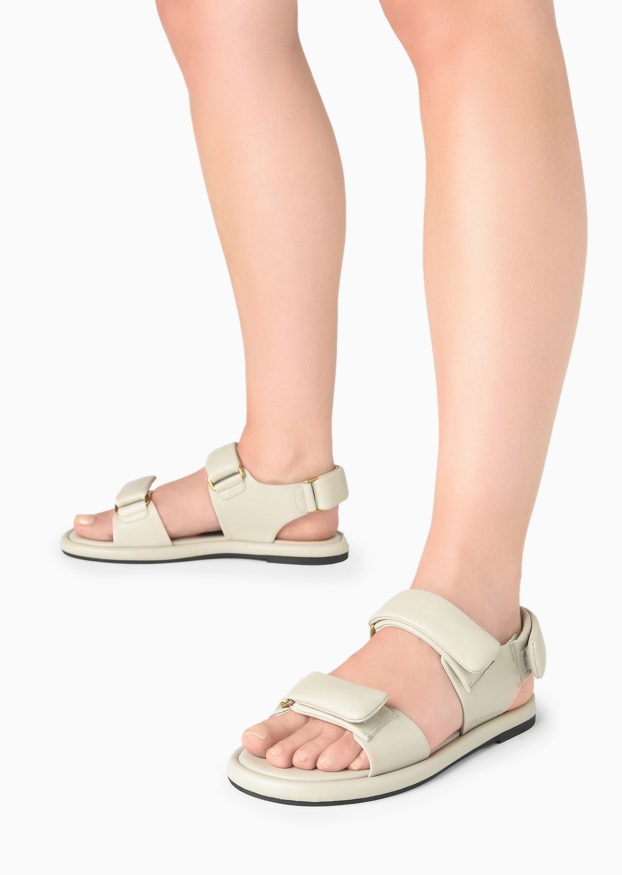 Padded nappa-leather flat sandals - 7