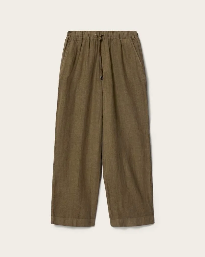 SHARP STRAIGHT LEG LINEN PANTS - 1