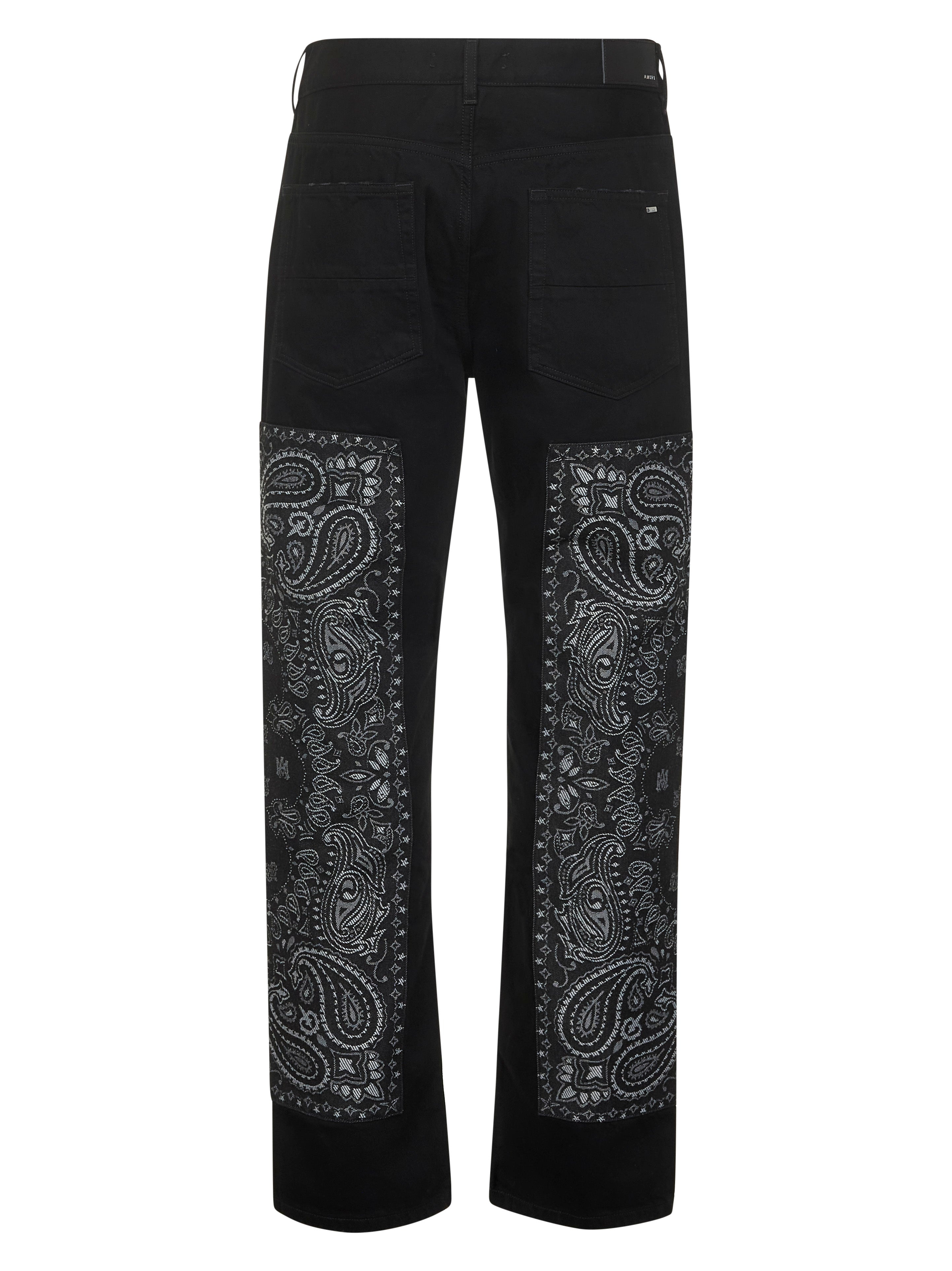 Black denim Bandana Jacquard Straight jeans - 2