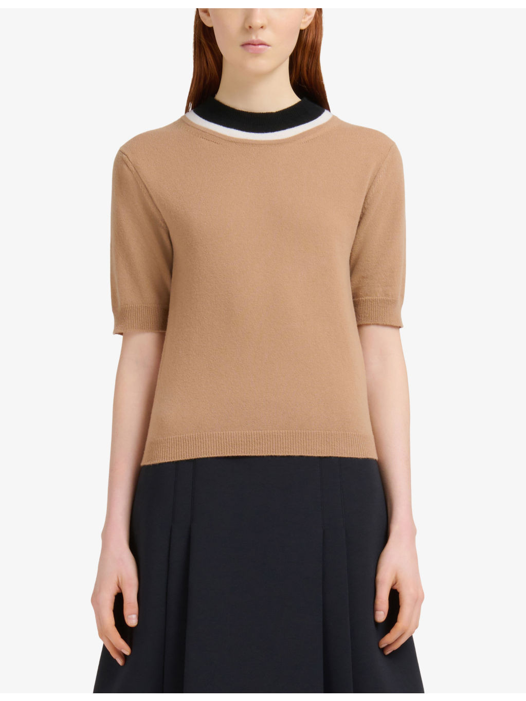 Colour-Block Short-Sleeved Wool Jumper - 3