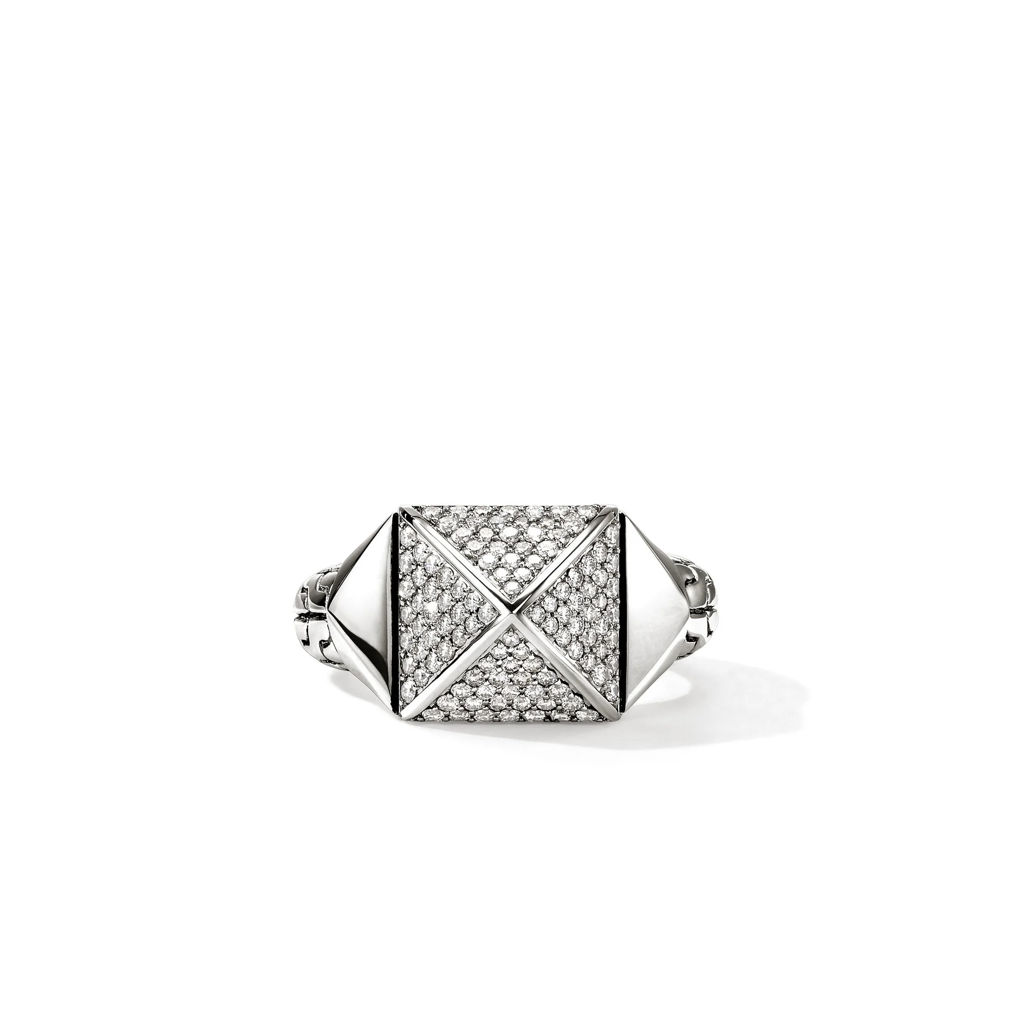 Icon Stud Ring, Sterling Silver, Diamonds, 11.5MM - 1
