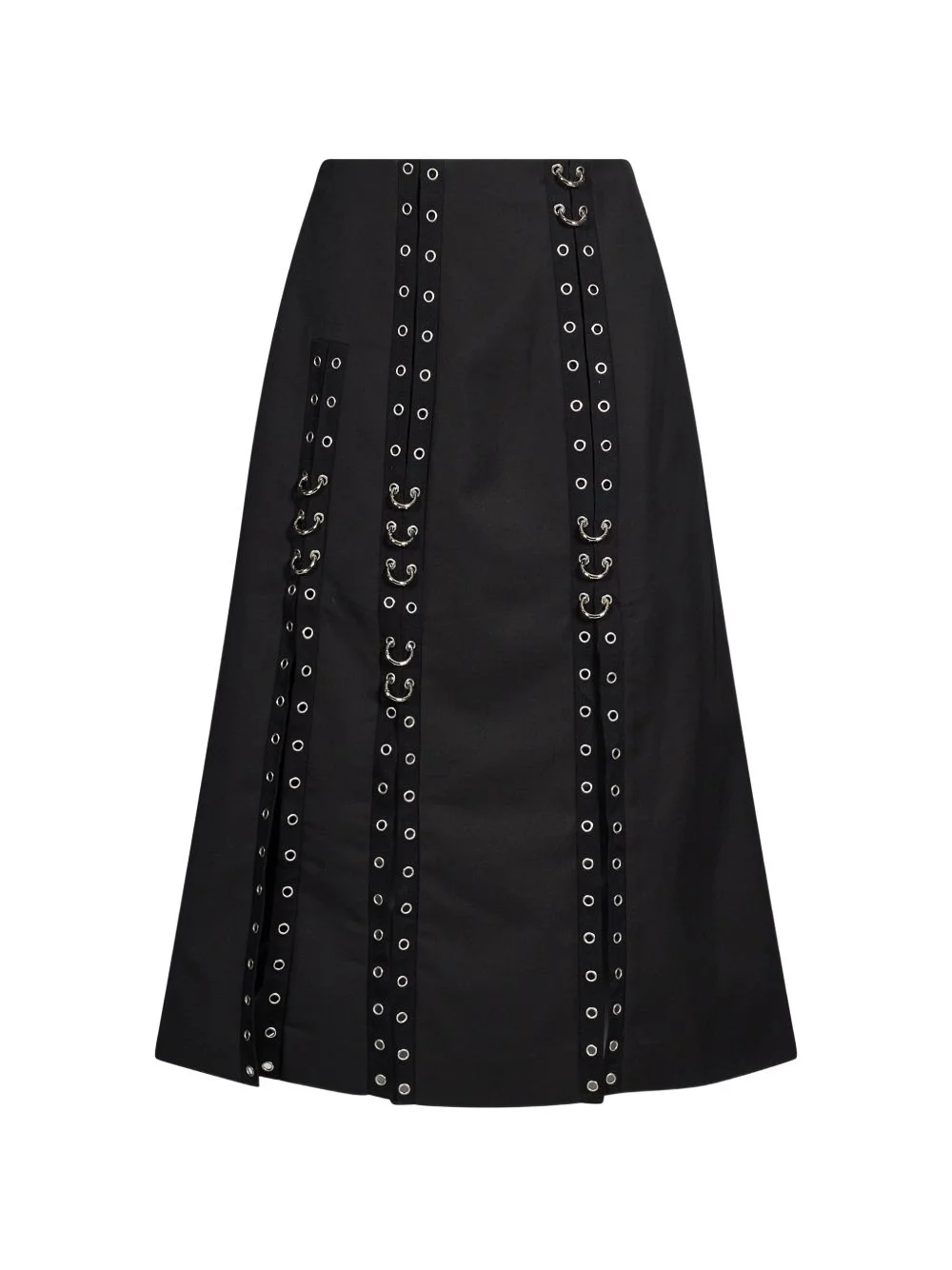 eyelet-embellished hoop-detail midi skirt - 1