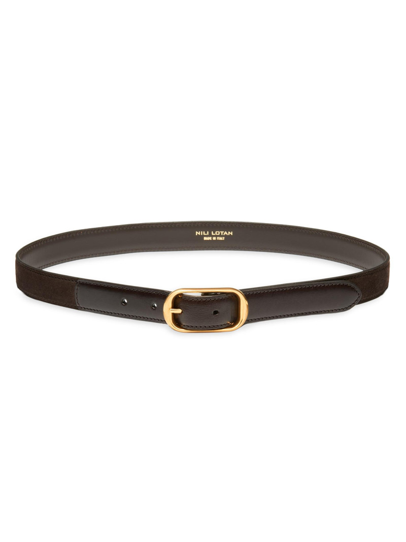 Women's Reine Leather & Suede Belt - Espresso Brass 1