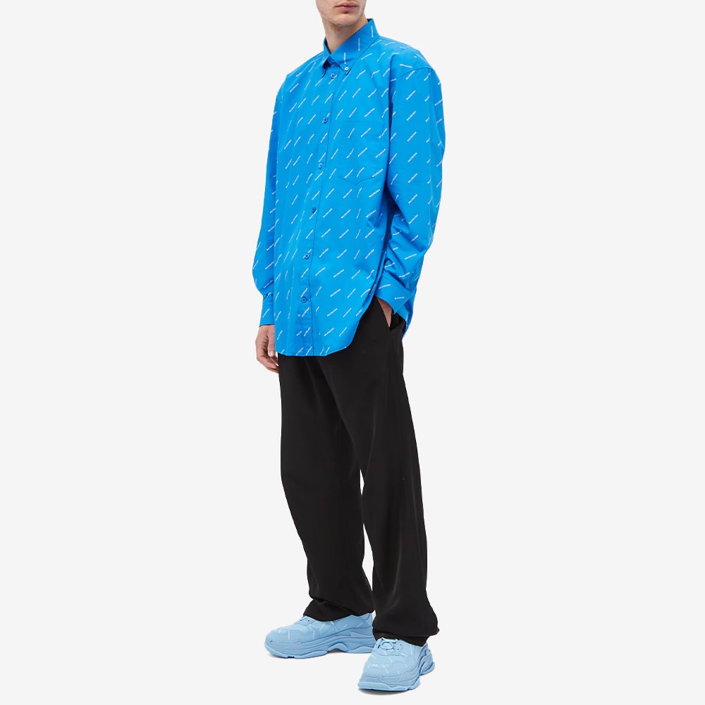 Balenciaga Button Down Repeat Logo Shirt - 5