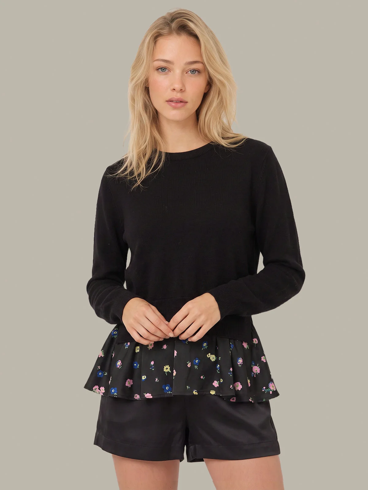 Sasha: Cotton x Silk Panel Sweater - 1