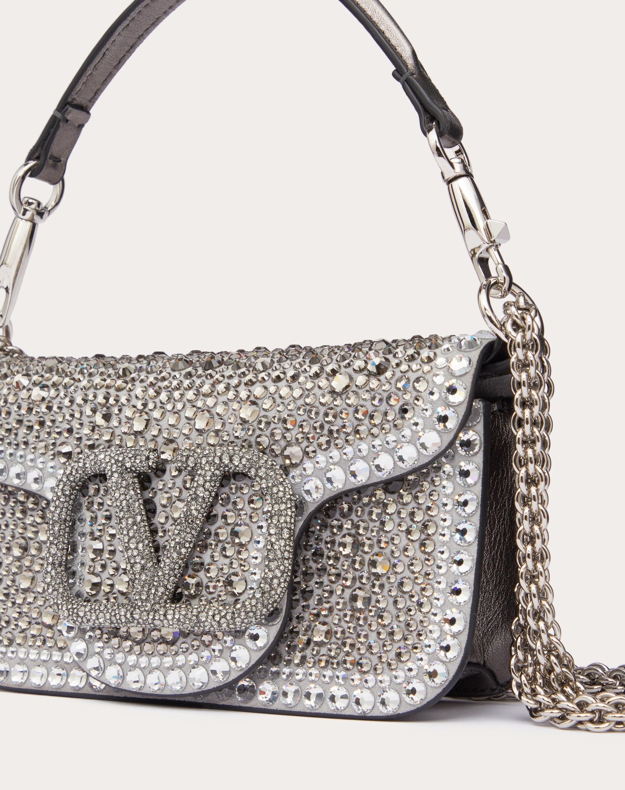 SMALL VALENTINO GARAVANI LOCÒ SHOULDER BAG WITH RHINESTONES - 8