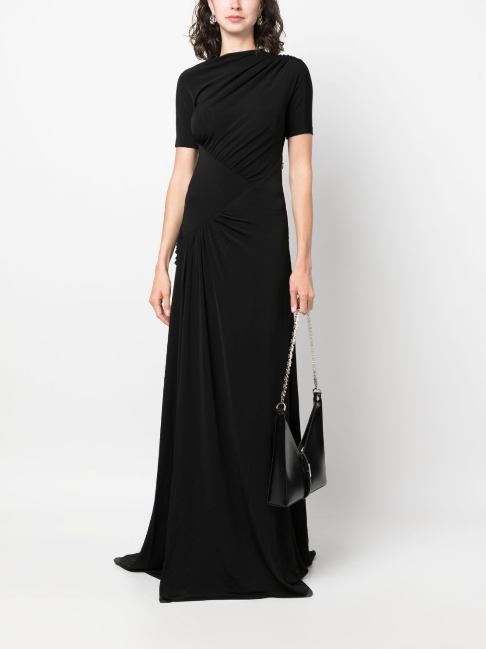 gathered short-sleeve maxi dress - 2