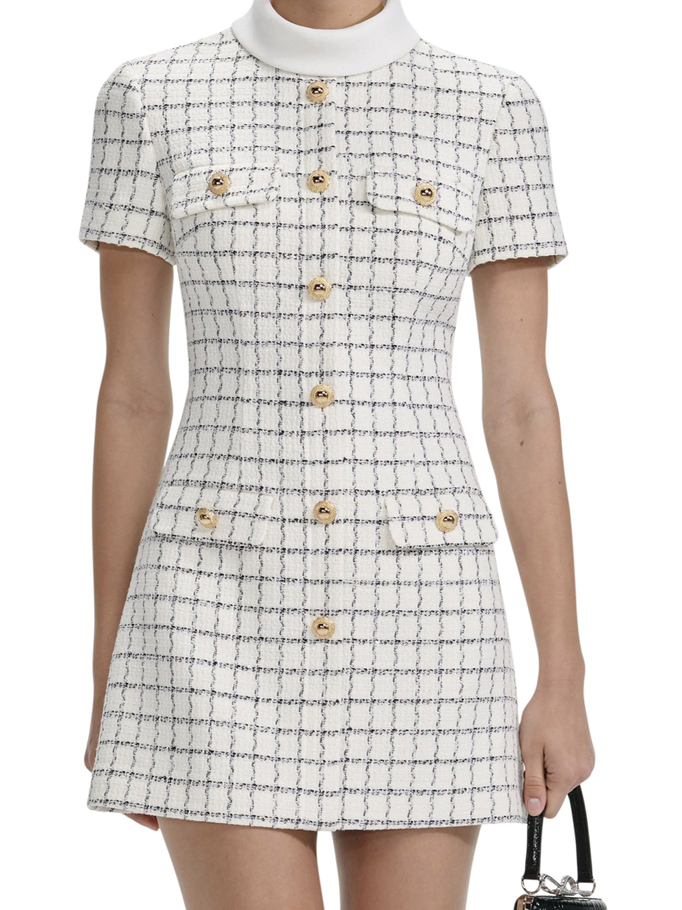 CHECKED BOUCLE MINI DRESS - 3