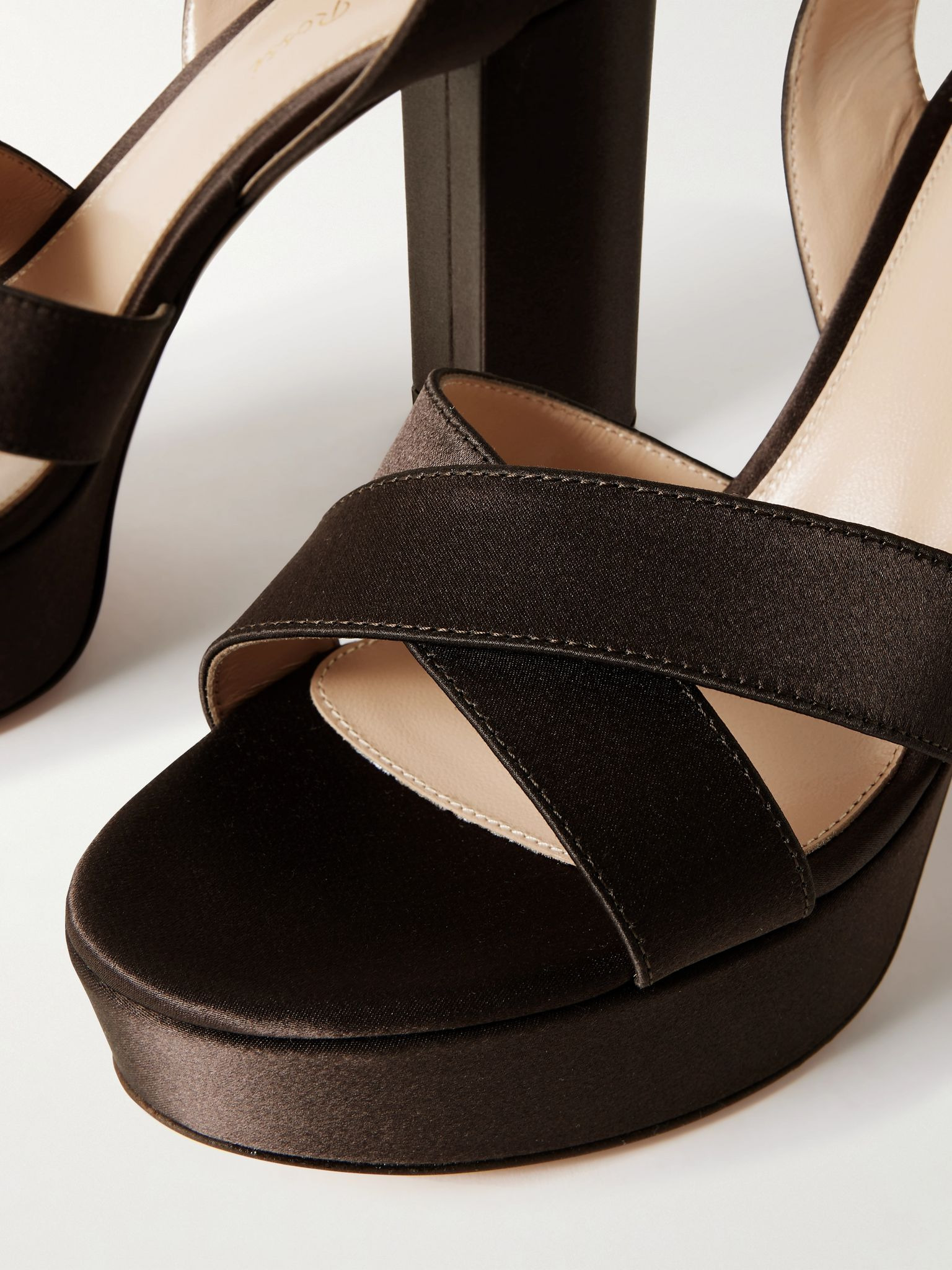 Sabrina 70 satin platform sandals Dark brown - 4
