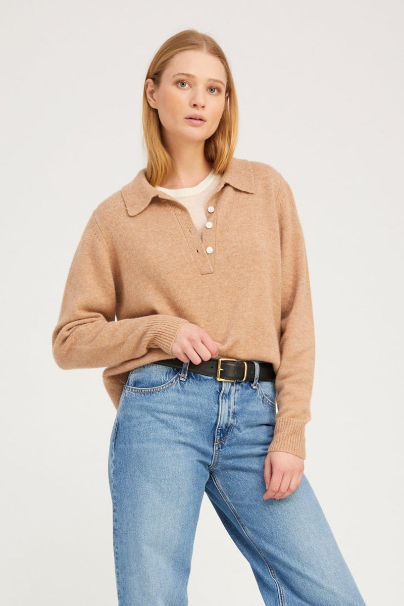 ALMONDINE CASHMERE POLO SWEATER 1