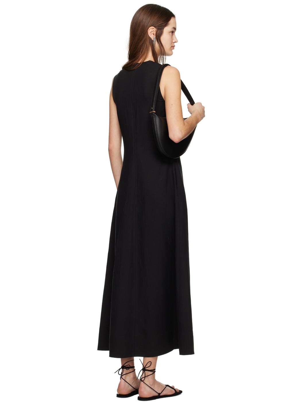 Black V-Neck Maxi Dress - 3