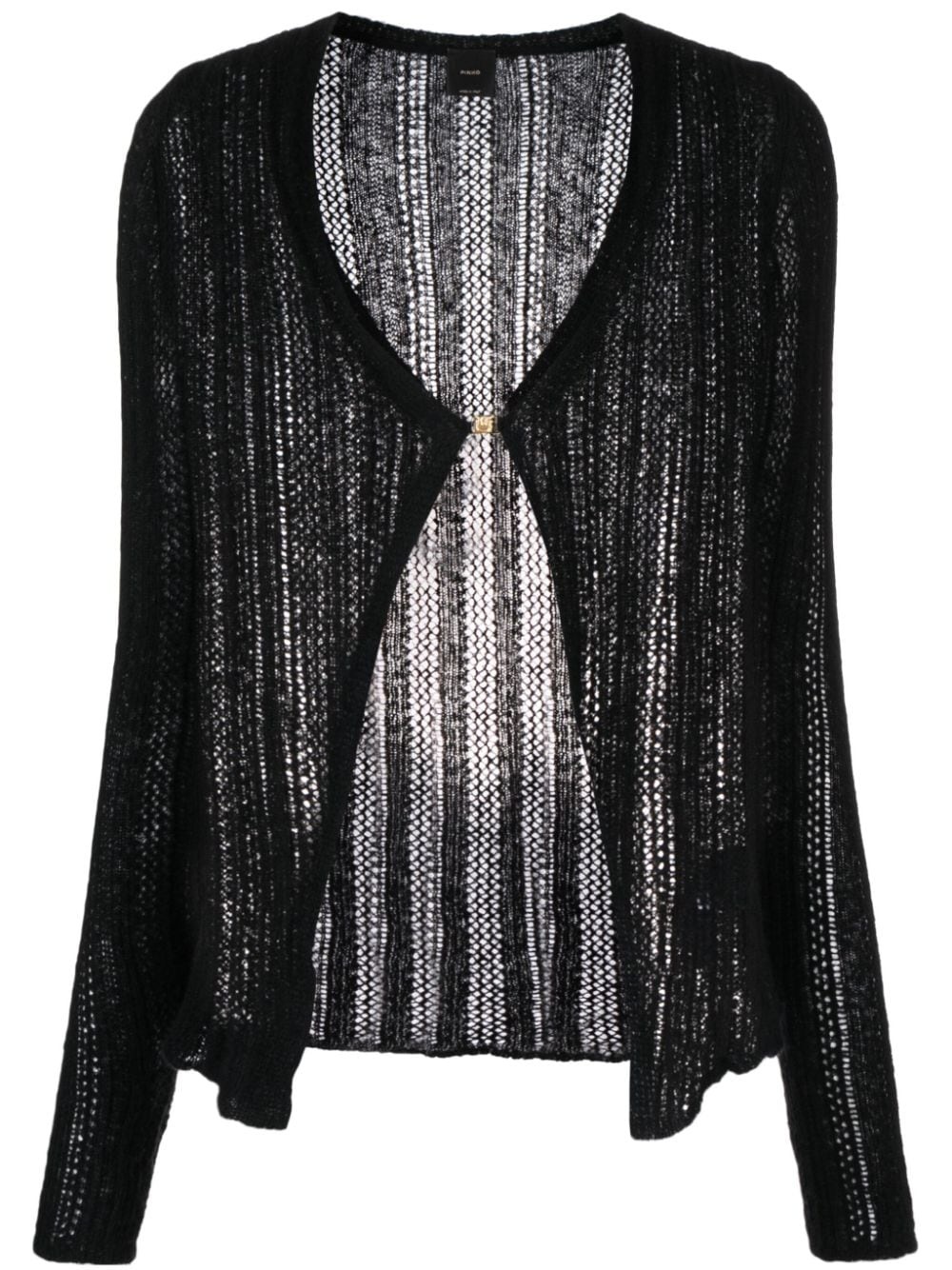 ribbed open-knit cardigan - 1