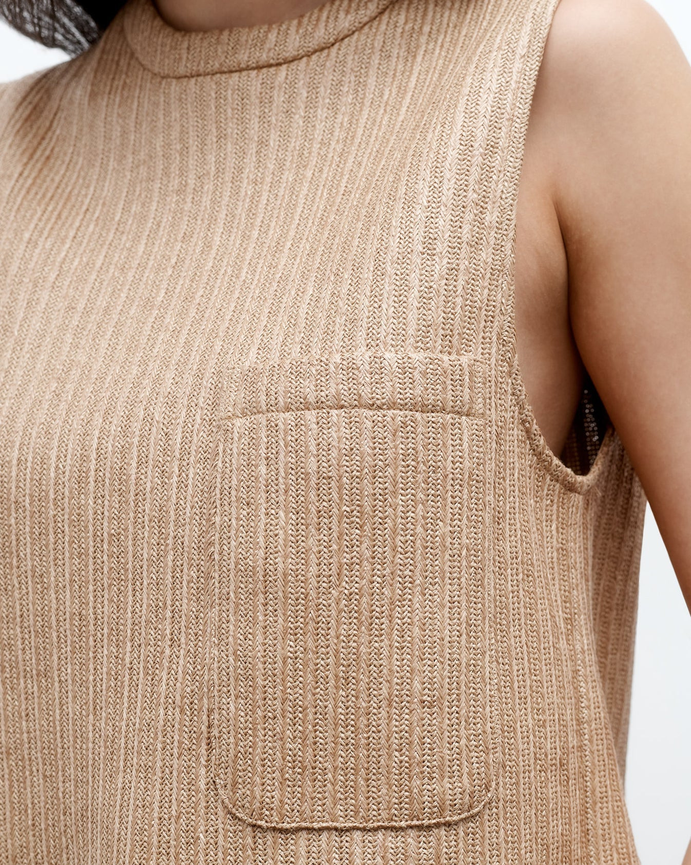 Cropped Muscle Tank In Soft Cotton Raffia - 3