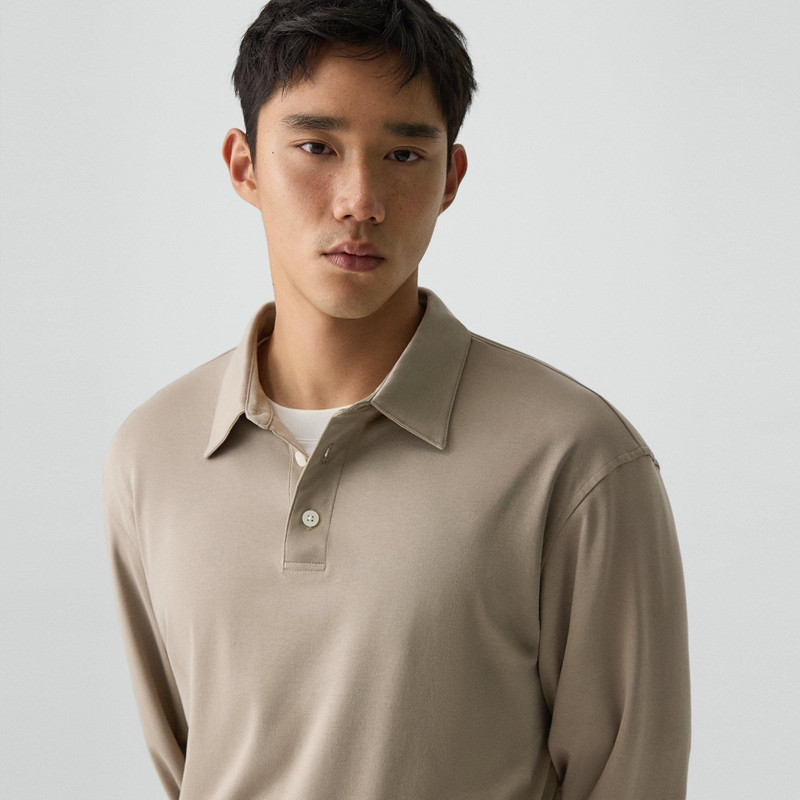 Relaxed Long-Sleeve Polo Shirt in Cotton Jersey 5