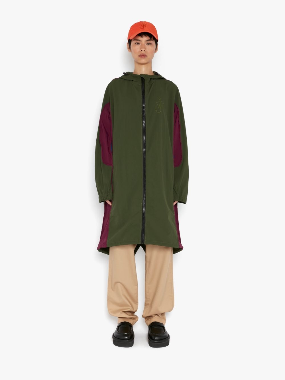 LONG COLOUR BLOCK PARKA COAT - 2