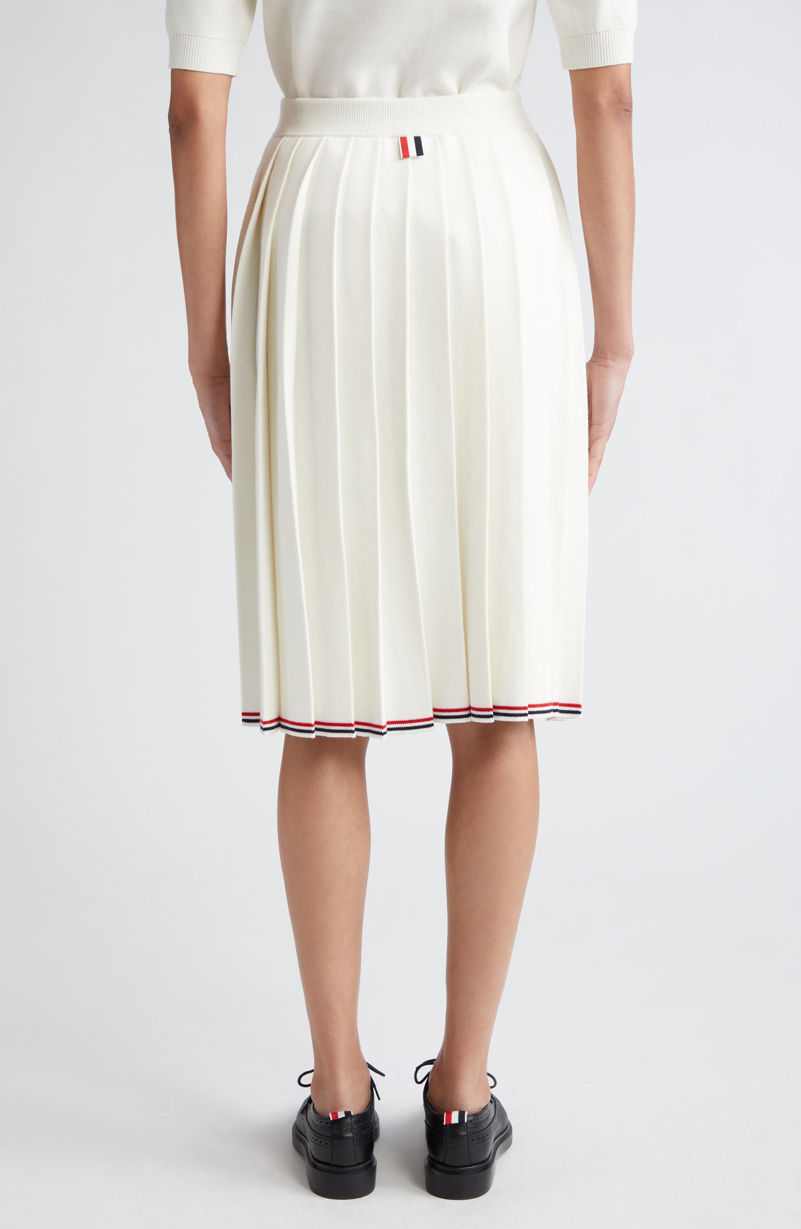 Pleat Back Cotton Sweater Skirt - 3