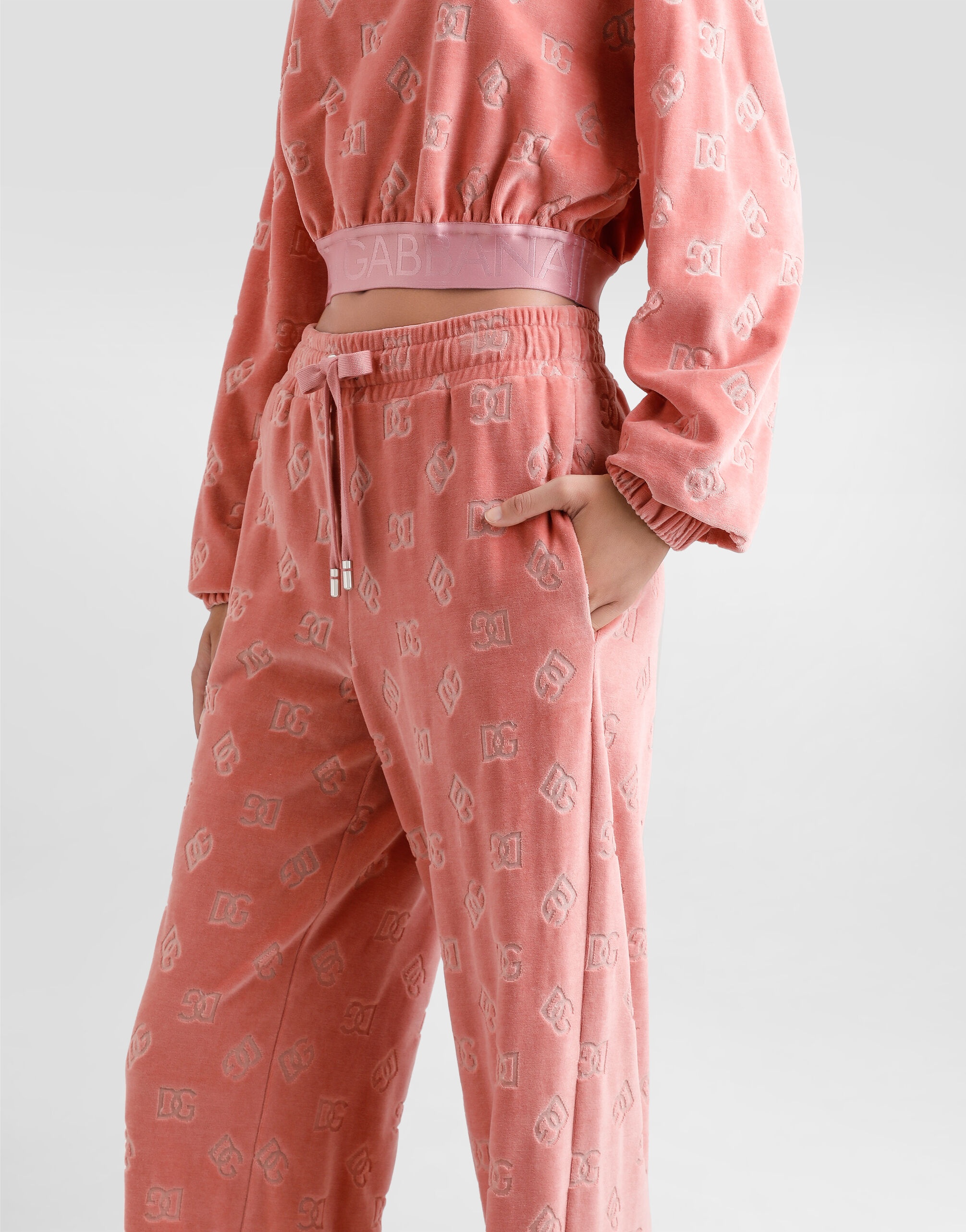Jacquard chenille jogging pants with DG logo - 5