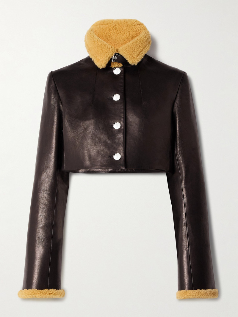 Jodie Cropped Shearling-trimmed Leather Jacket 1