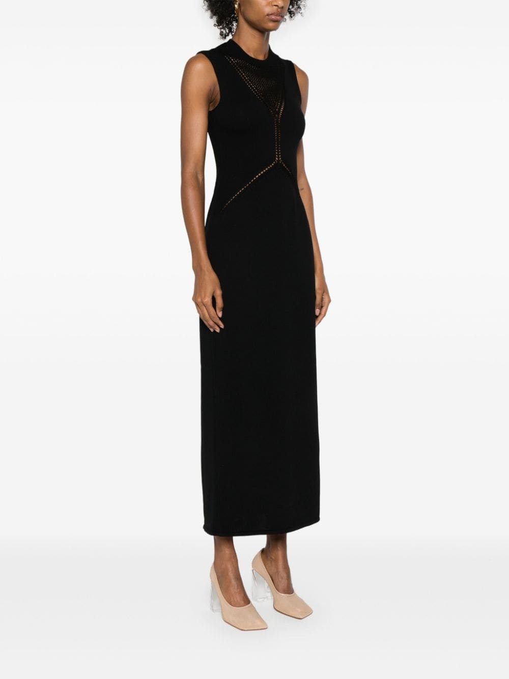 crew-neck knitted maxi dress - 3