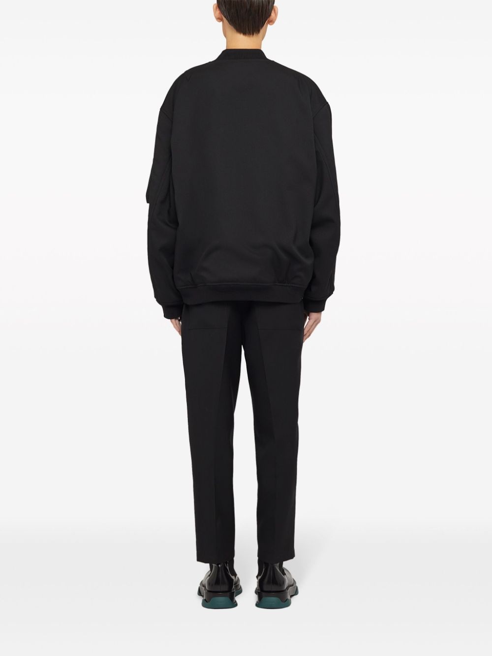elasticated-waistband wool trousers - 4