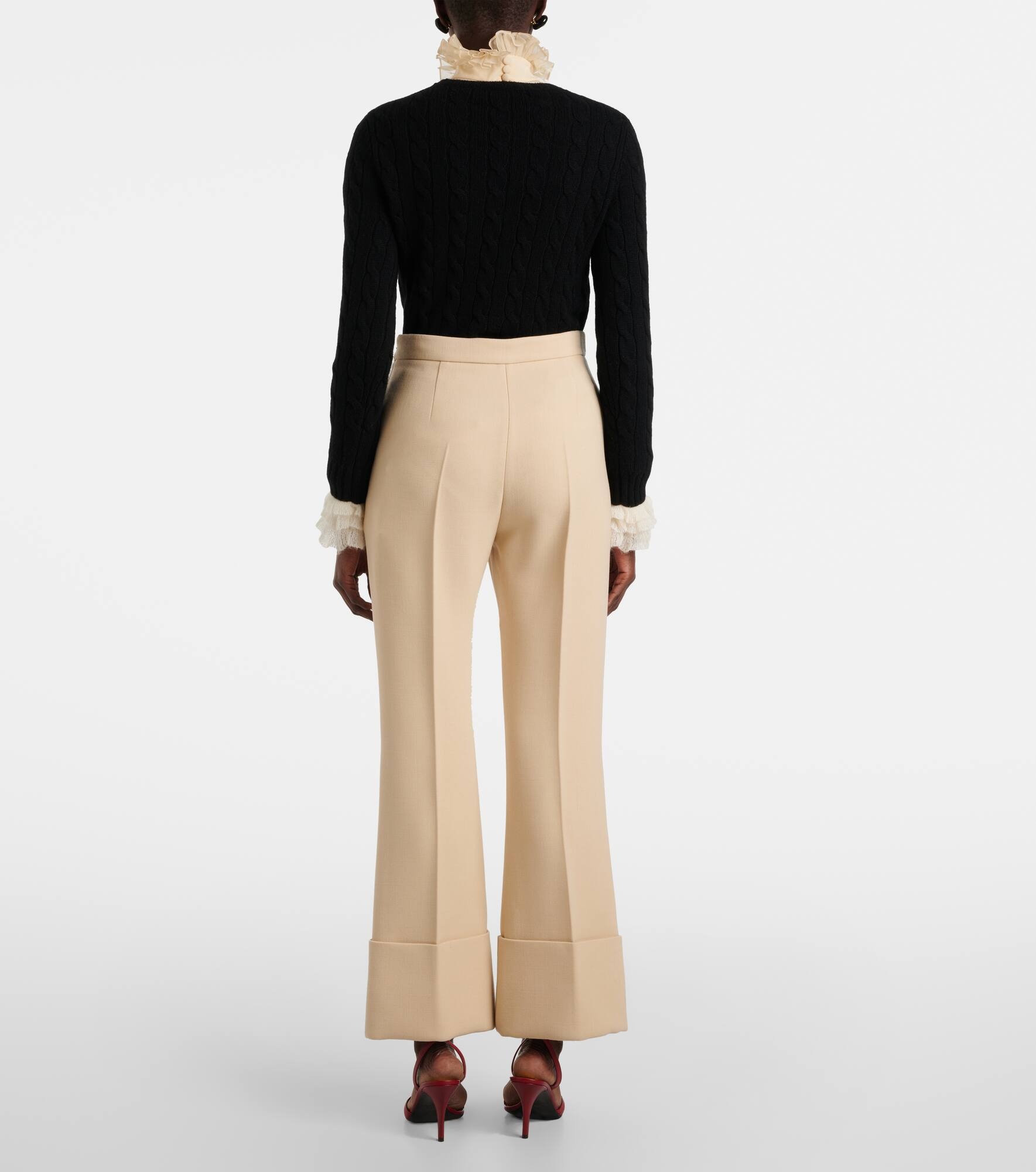 Virgin wool crêpe flared pants - 3