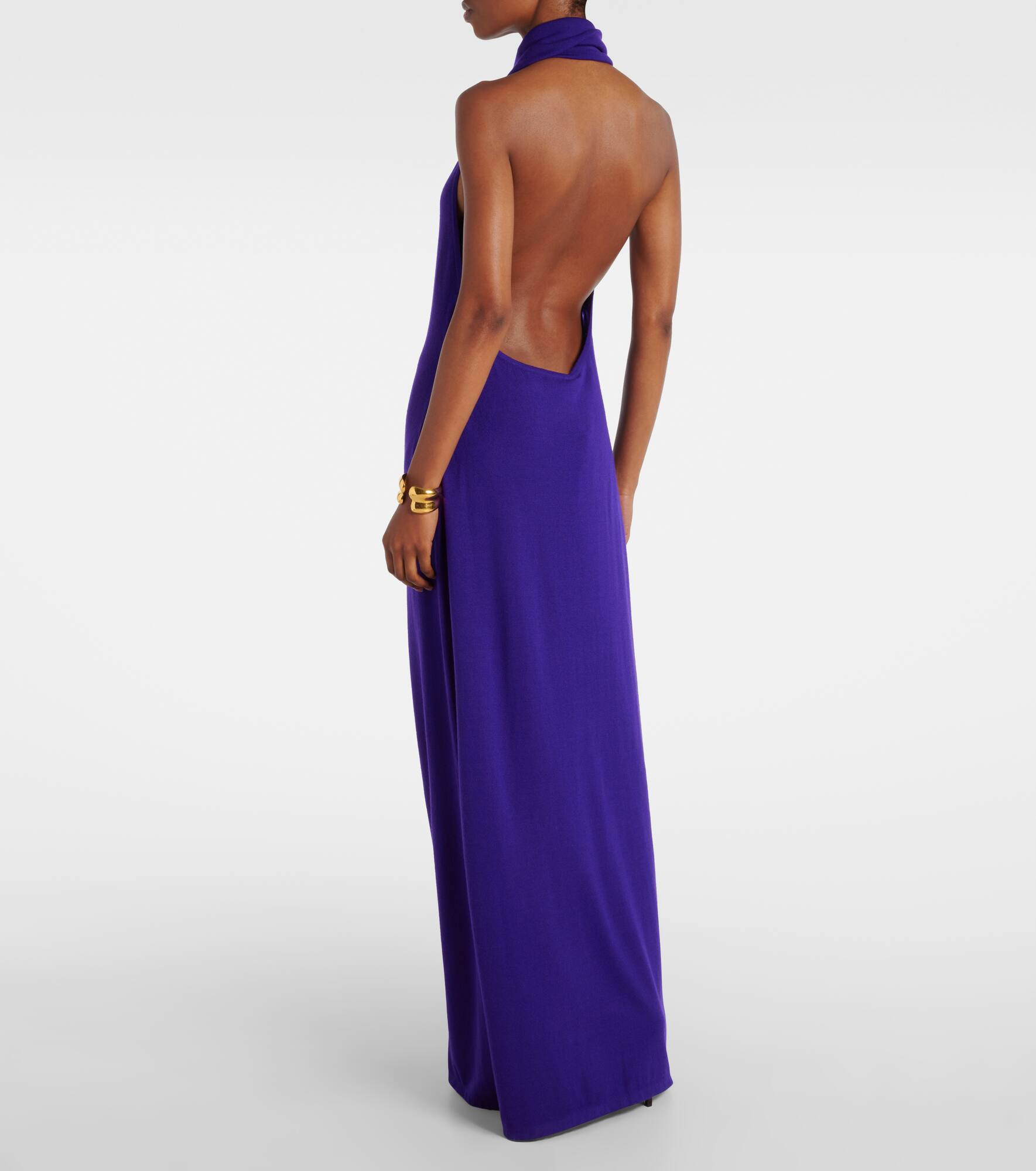 Halterneck cashmere-blend gown - 3