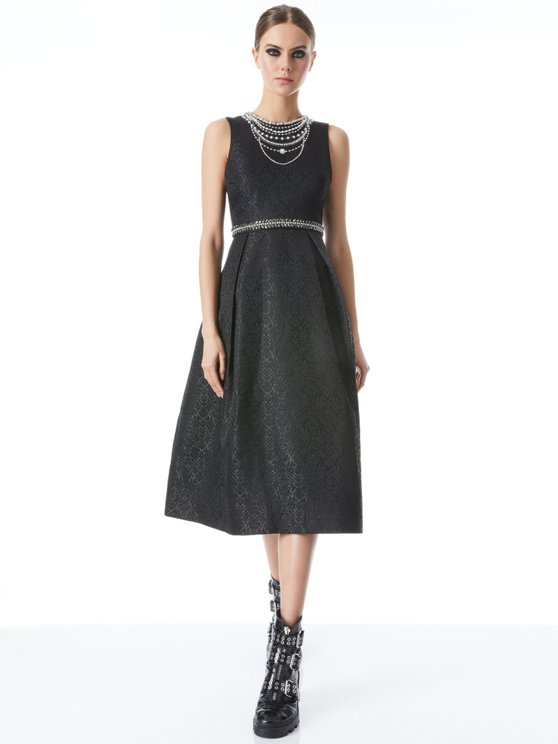 alice and olivia black pearl dress Alice + Olivia Guinevere Pearl & Crystal-Embellished Mini Dress Black   Celebrity Owned