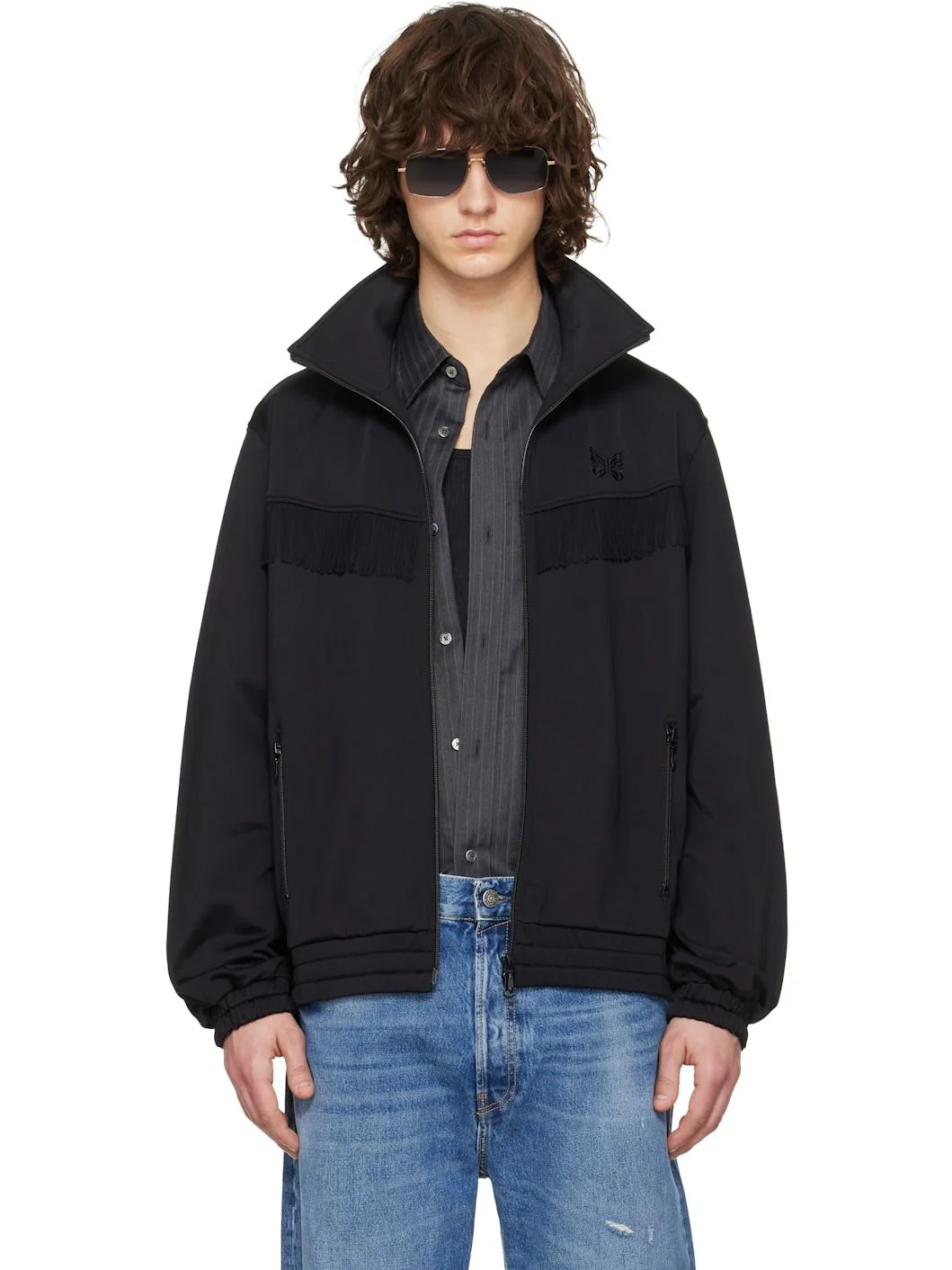 Black Fringe Track Jacket - 1