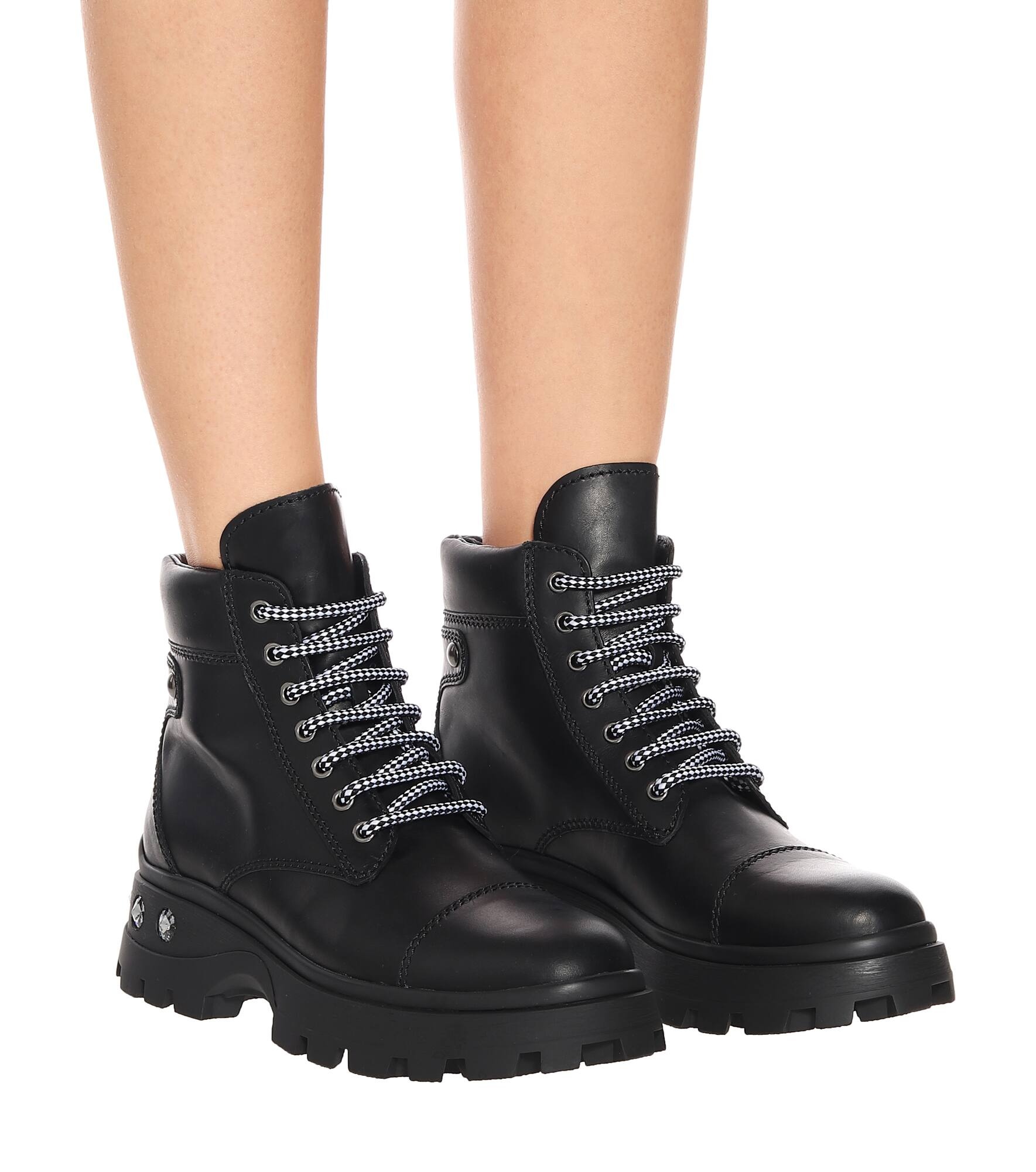 Embellished leather ankle boots - 4