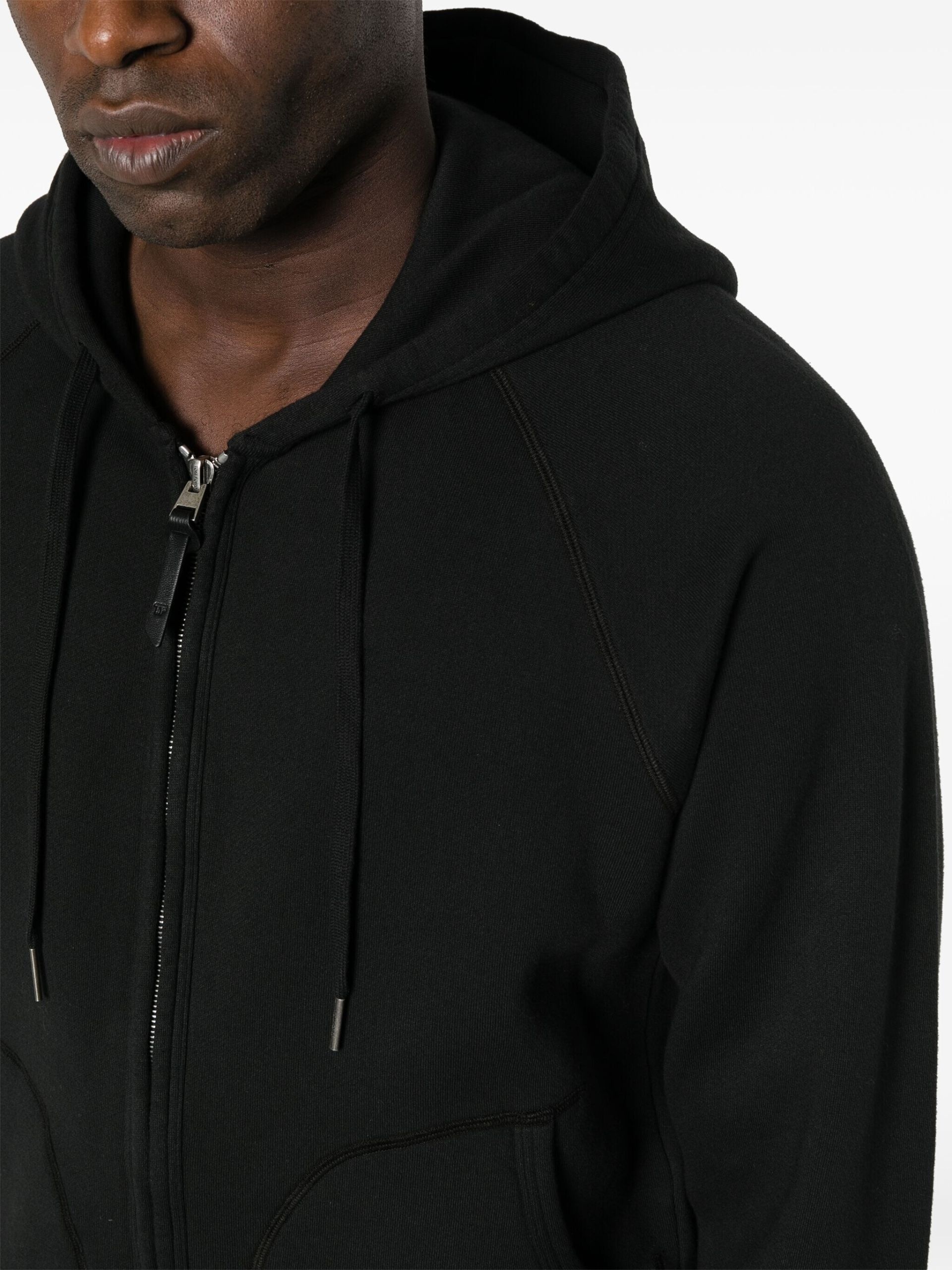 black zip-up cotton hoodie - 5