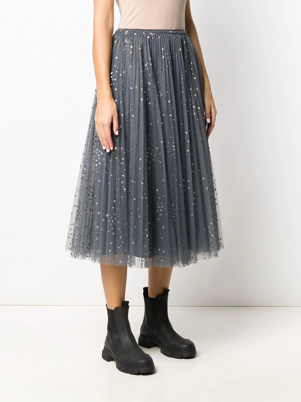 glitter detailing pleated skirt - 3