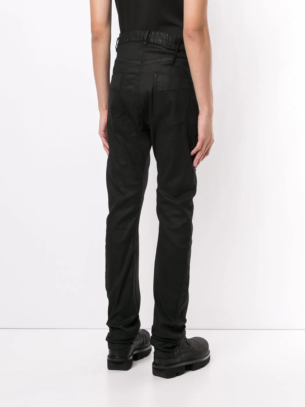 straight-leg coated trousers - 4