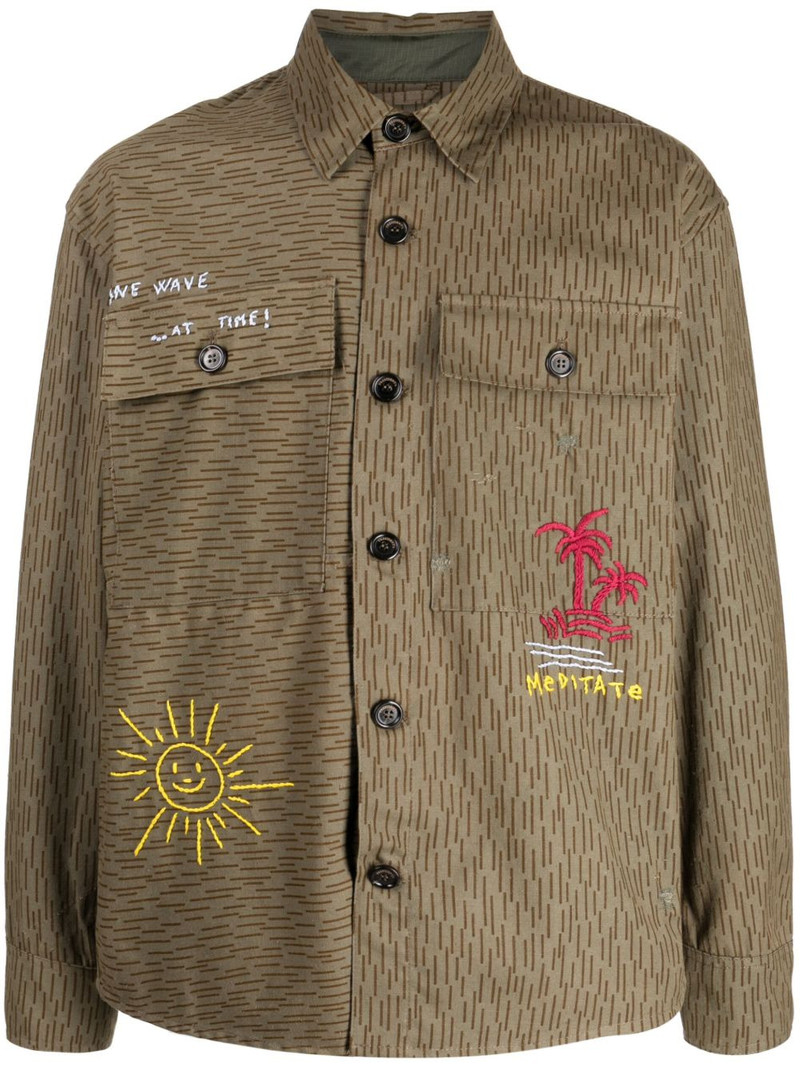 motif-embroidered cotton shirt 1
