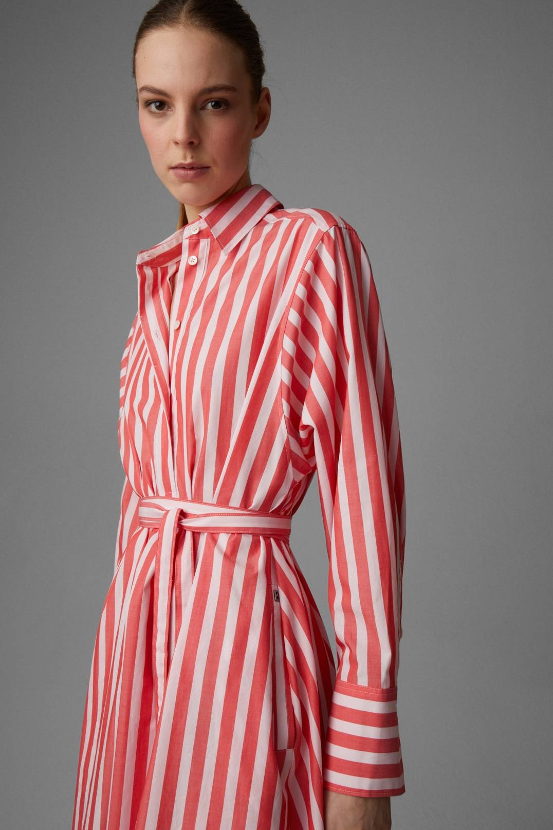 LIA SHIRT DRESS IN RED/OFF-WHITE - 4
